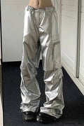 Silver Cuffed High Waist Pant