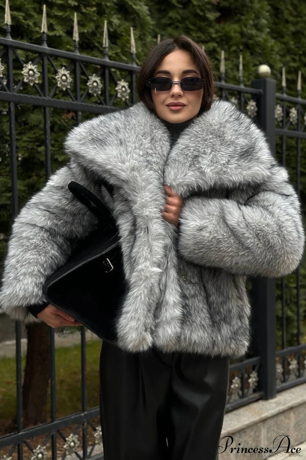 Silver Fox Faux Fur Mini Lazy Coat