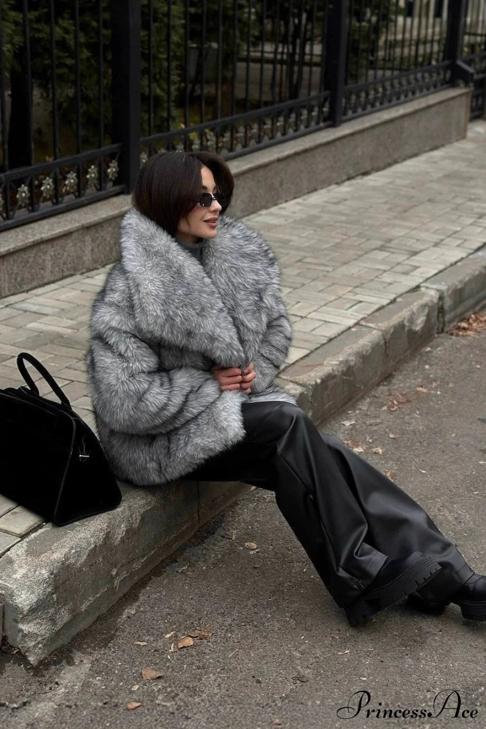Silver Fox Faux Fur Mini Lazy Coat