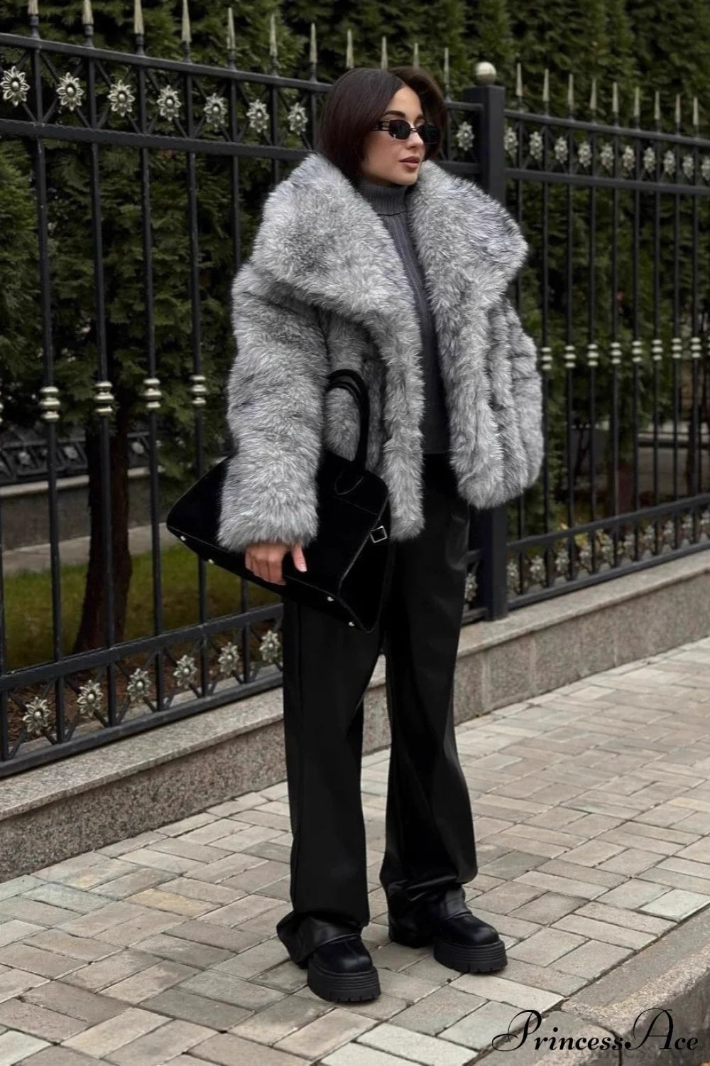 Silver Fox Faux Fur Mini Lazy Coat