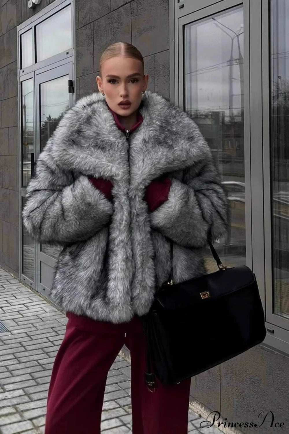 Silver Fox Faux Fur Mini Lazy Coat