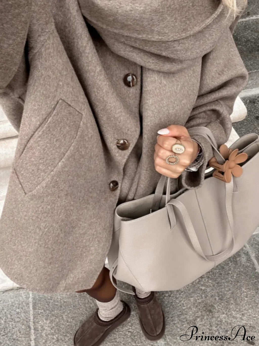 Plain Single Button Wool Coat