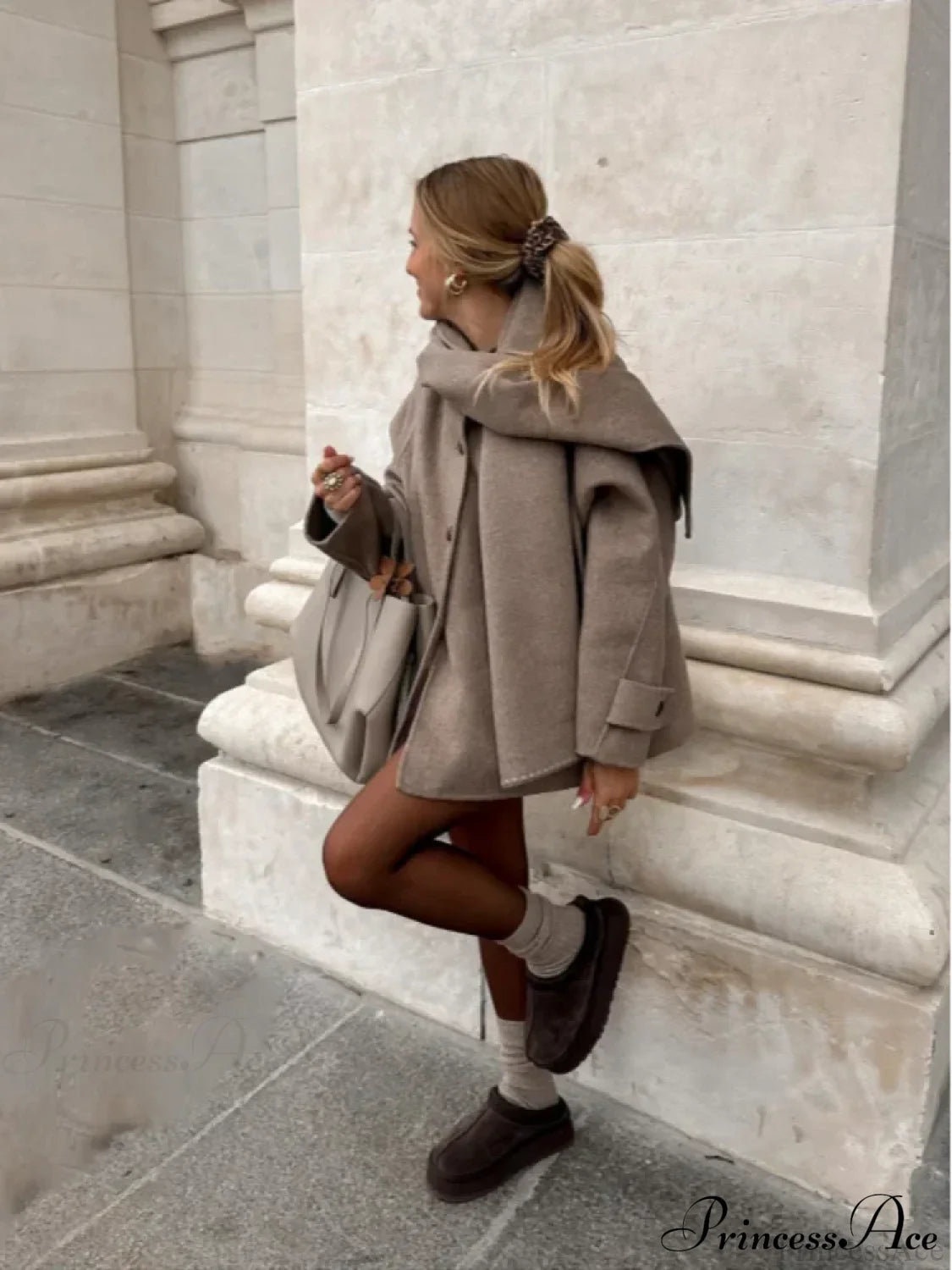 Plain Single Button Wool Coat