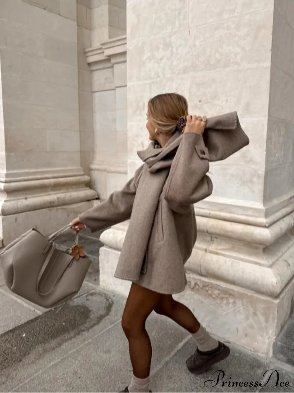 Plain Single Button Wool Coat