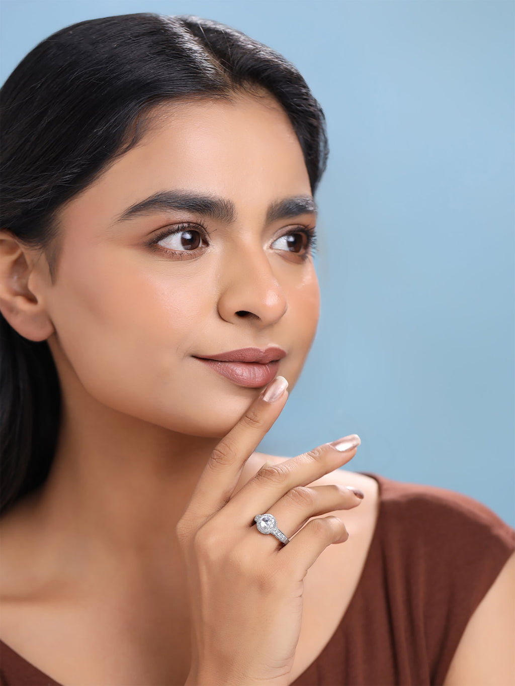 Silver Cubic Zircon Valentine Adjustable Ring