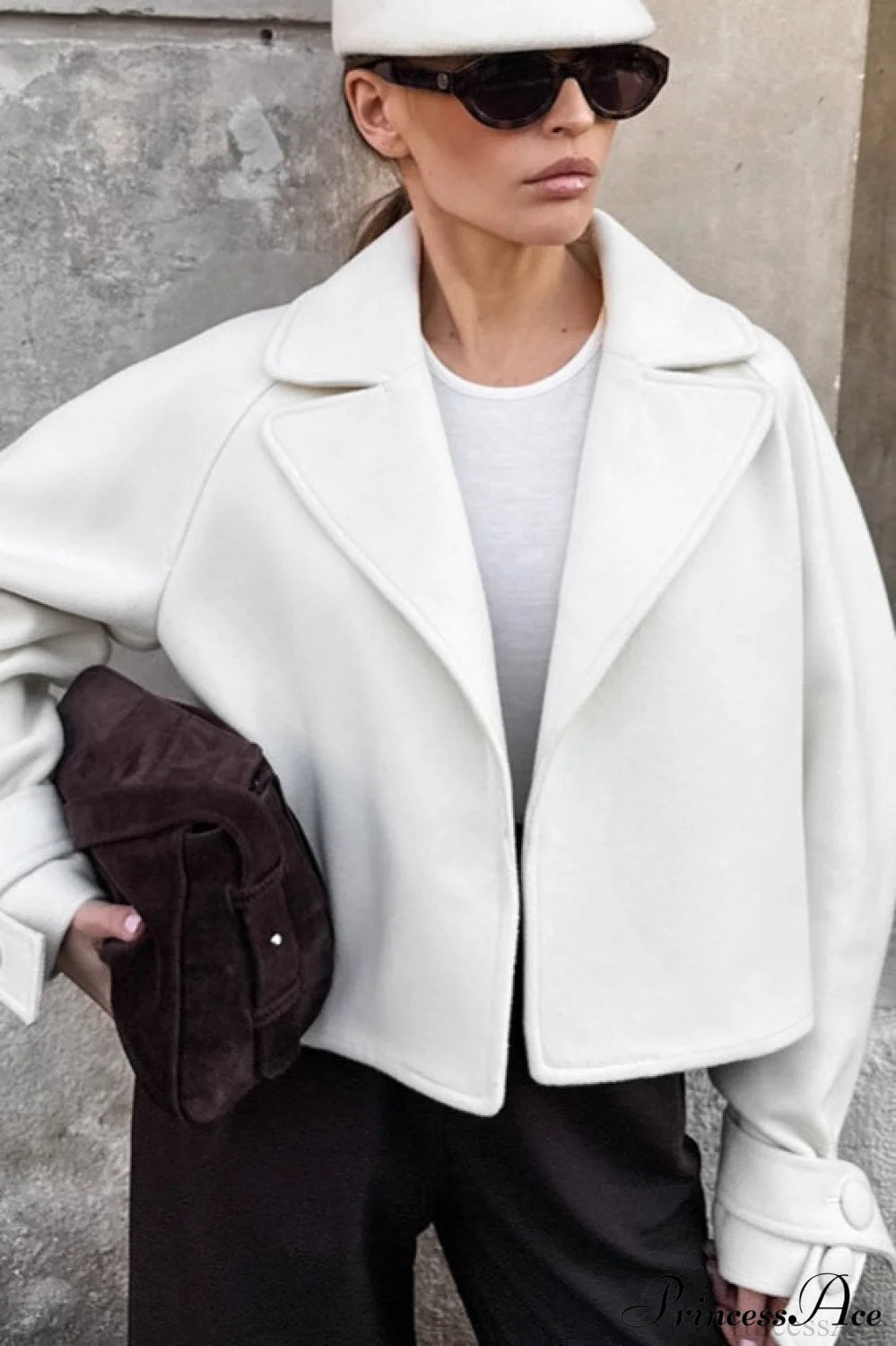 Chic Notch Lapel Loose Wool Mini Coat