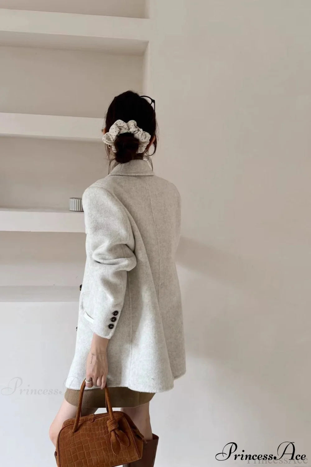 Tailored Collar Double-Faced Wool Midi Coat