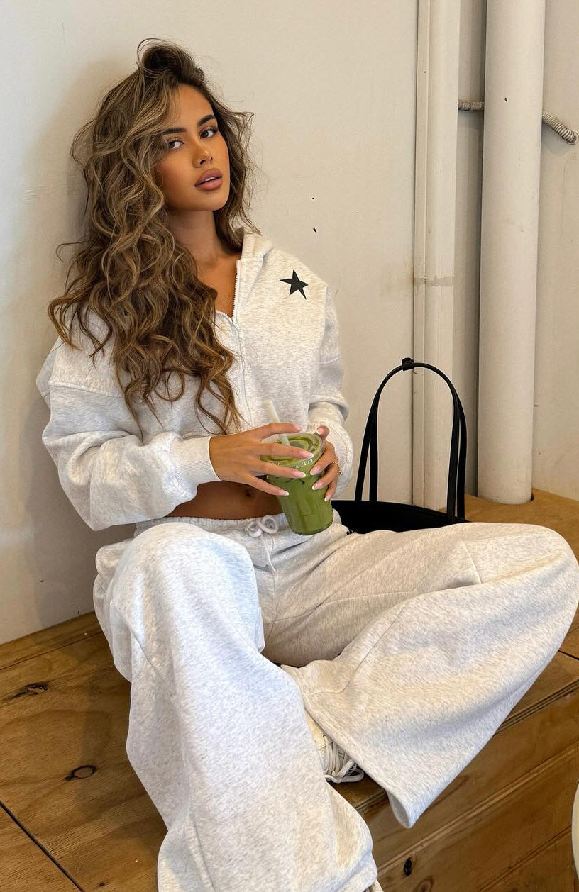 From Archives Charli Cropped Grey Marle Hoodie