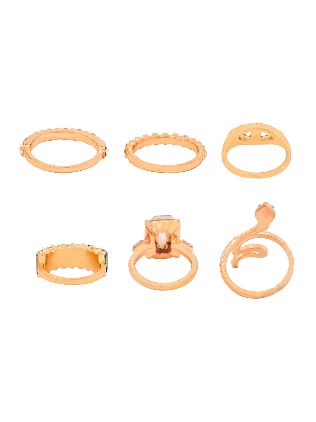 Dual Tone Crystal Multi Design Stack Ring