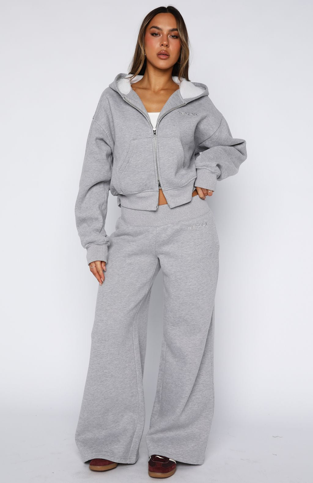 Come A Long Way Boxy Grey Marle Hoodie