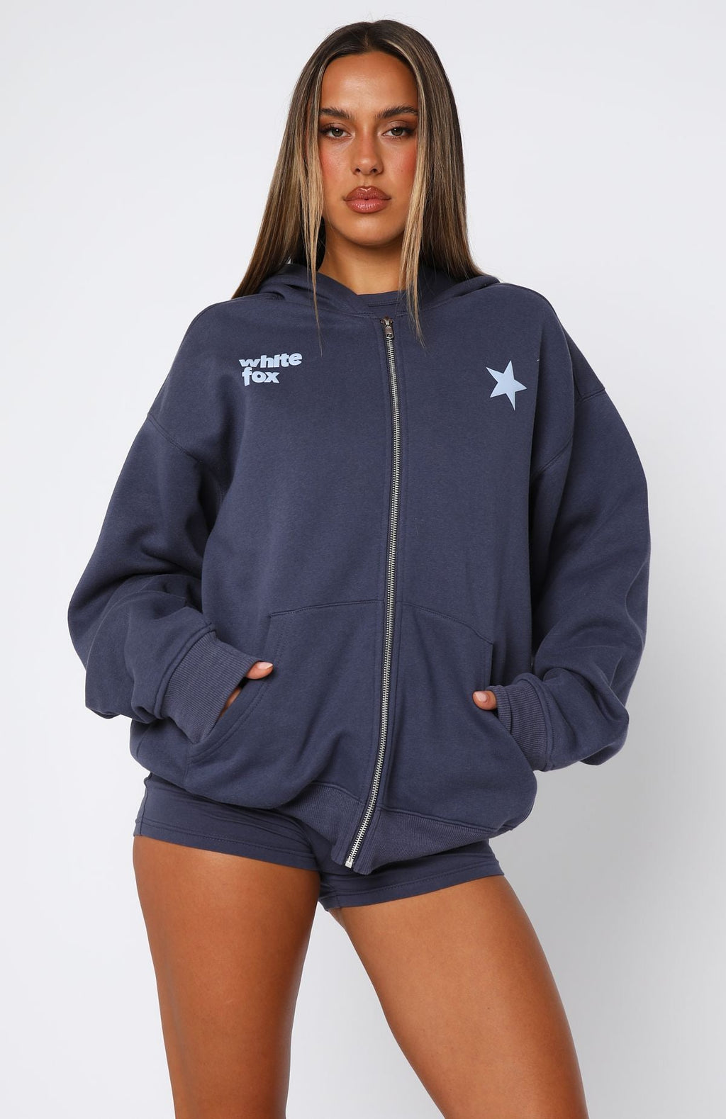 From Archives Charli Zip Front Navy Hoodie