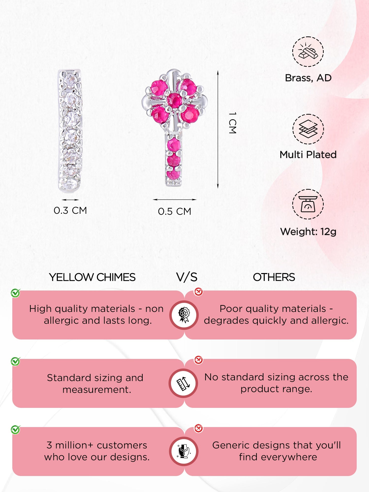 Gold Silver Plated Nose Clip Ring