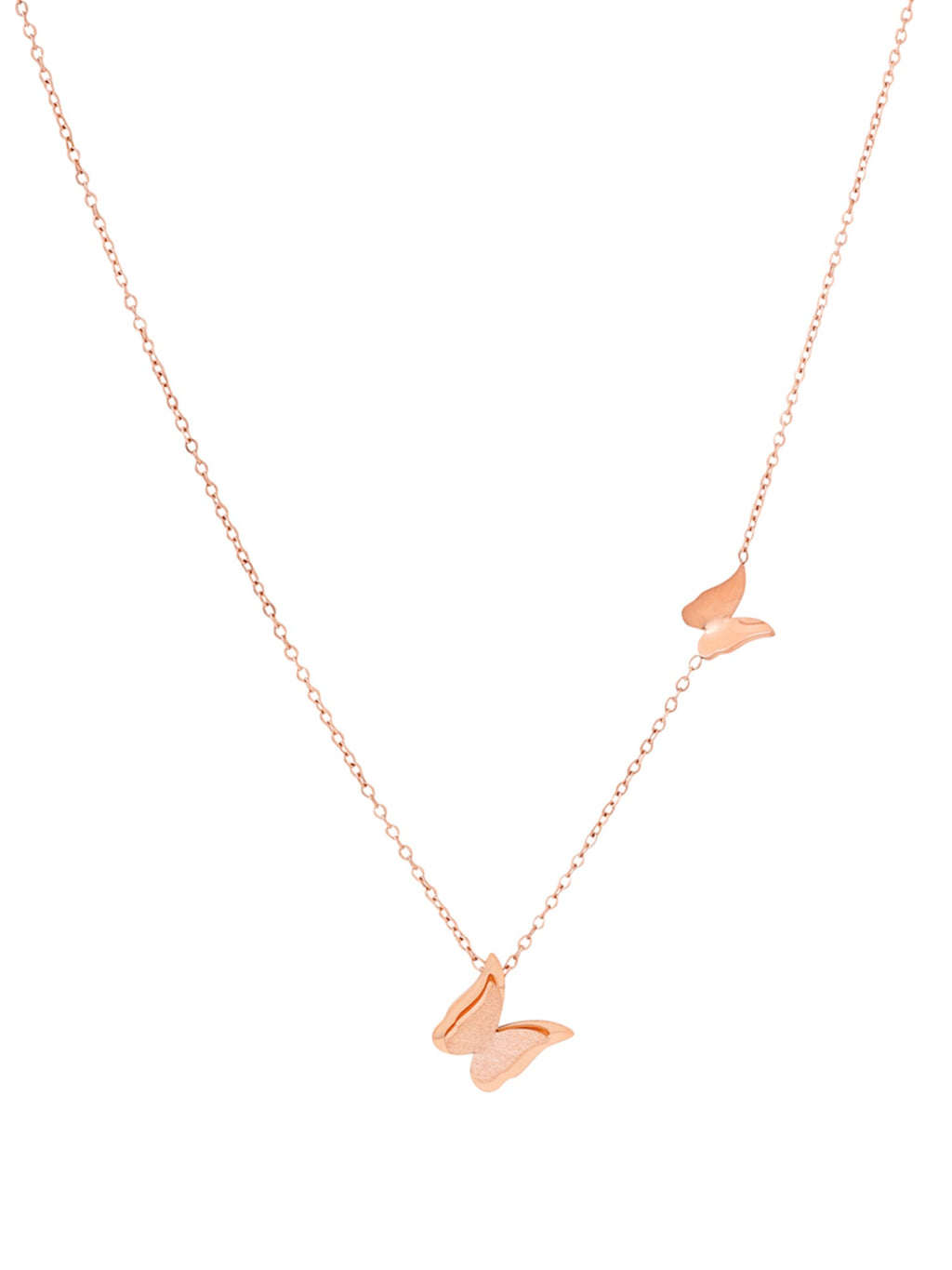 Rose Gold Butterfly Long Chain Necklace