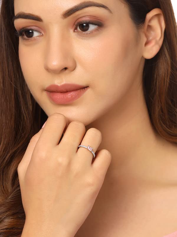 Blue Crystal Silver Toned Ring