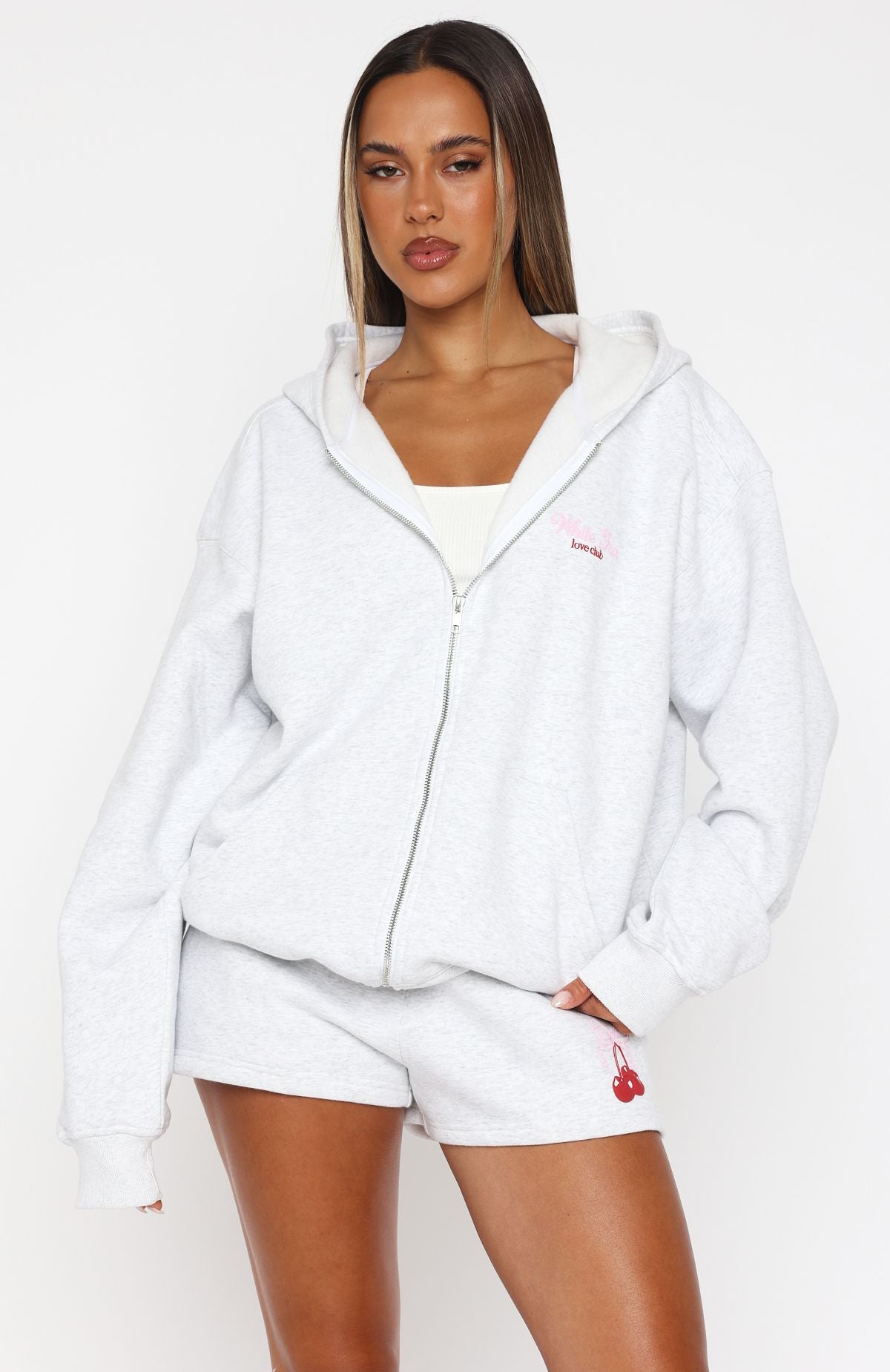 Fell Hard Zip Front Grey Marle Hoodie