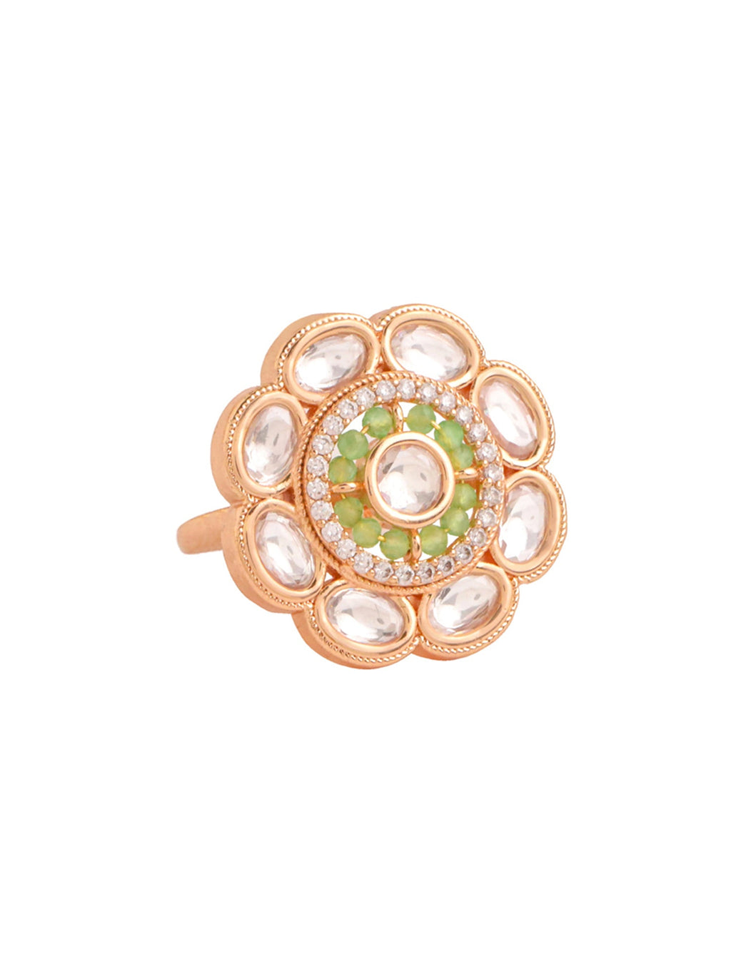 Adjustable Gold White Crystal Accent Ring
