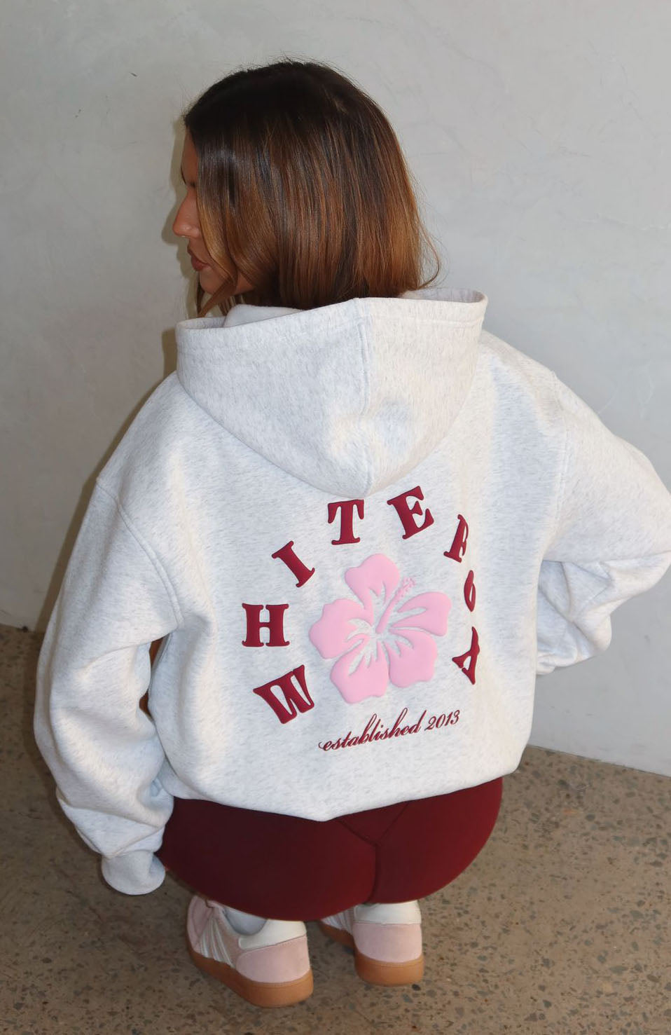 Keep Blooming Oversized Grey Marle Hoodie