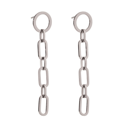 Geometric Chain Link Silver Earring