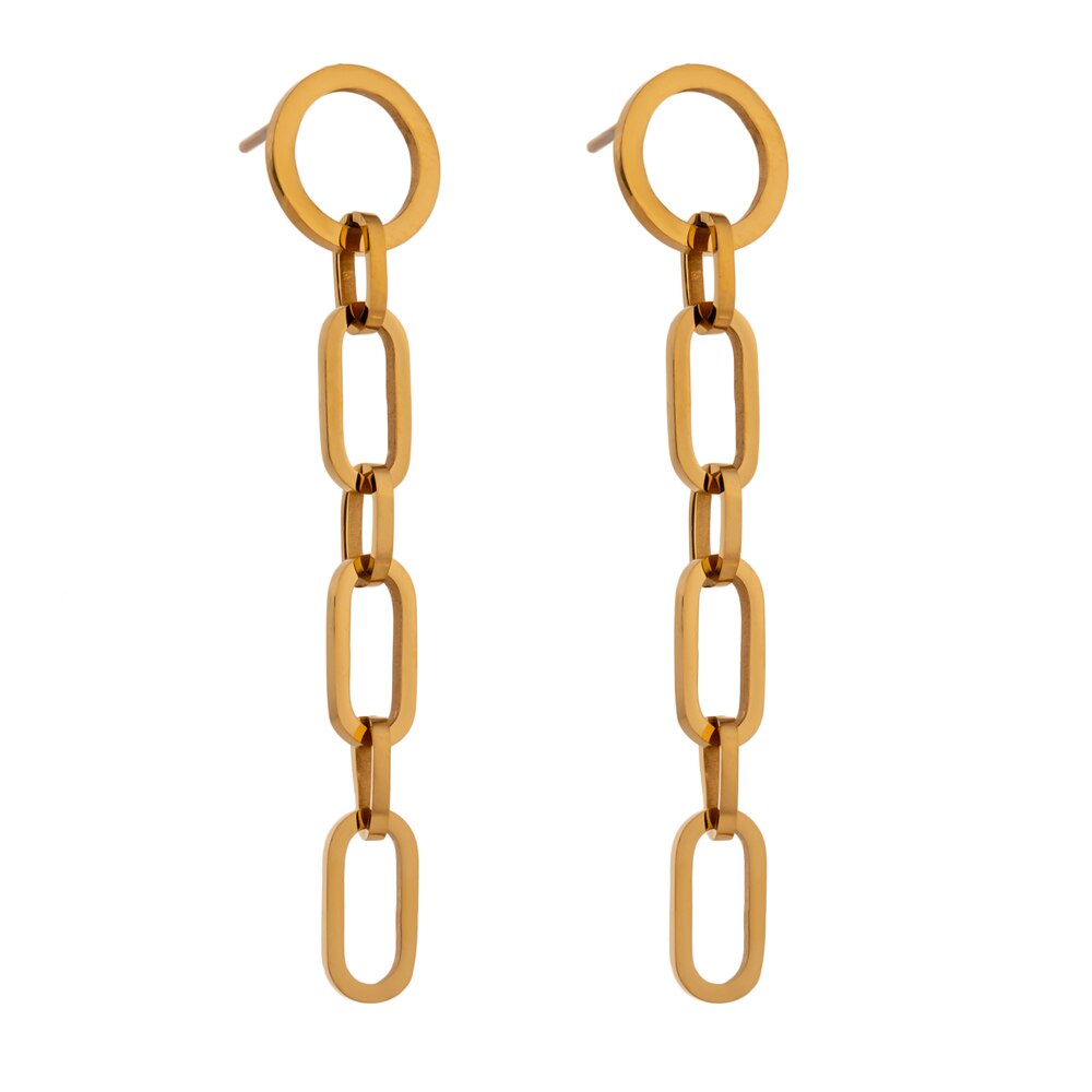 Geometric Chain Link Silver Earring
