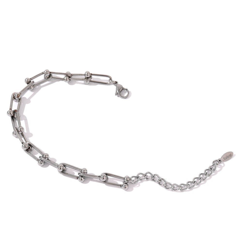 U Link Chain Silver Earring