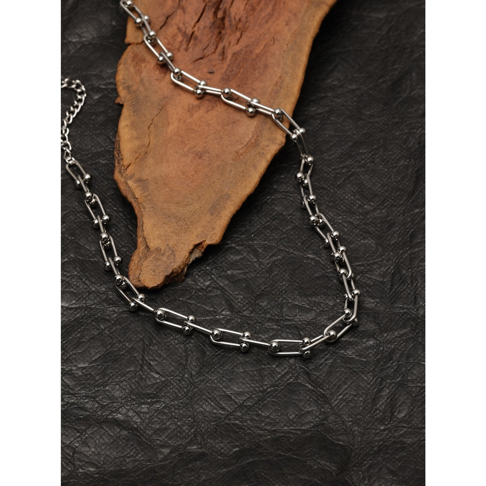 U Link Chain Silver Earring
