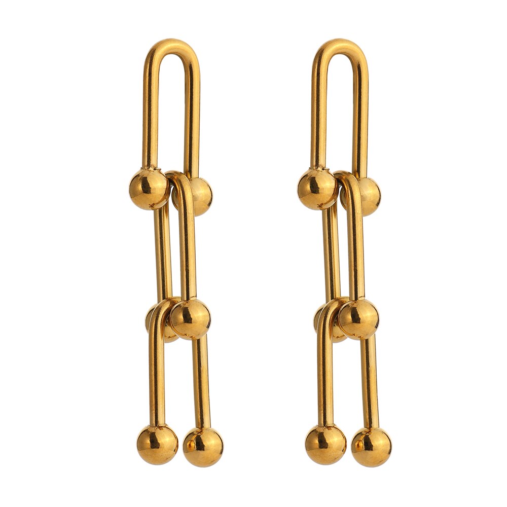 U Link Chain Silver Earring
