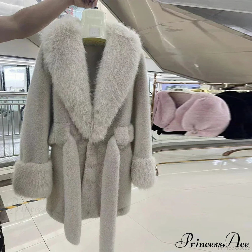 Classic Fox Fur Belted Coat