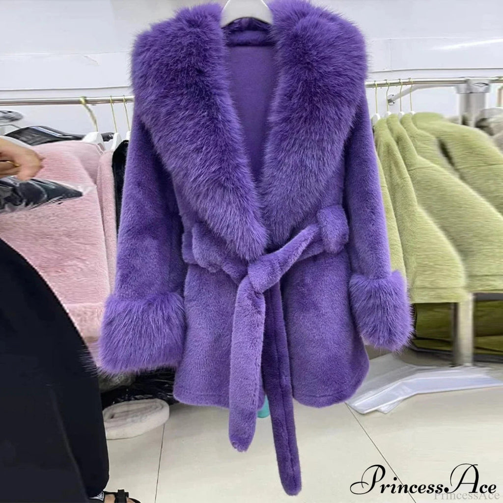 Classic Fox Fur Belted Coat