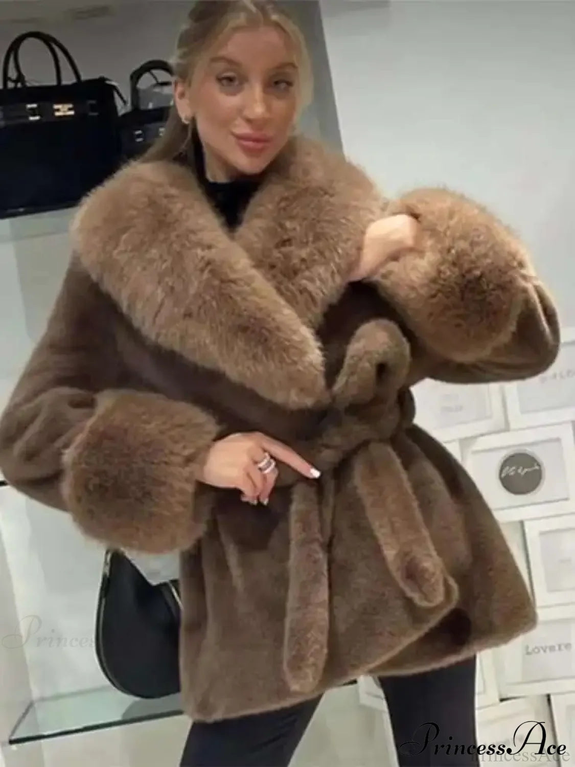 Classic Fox Fur Belted Coat