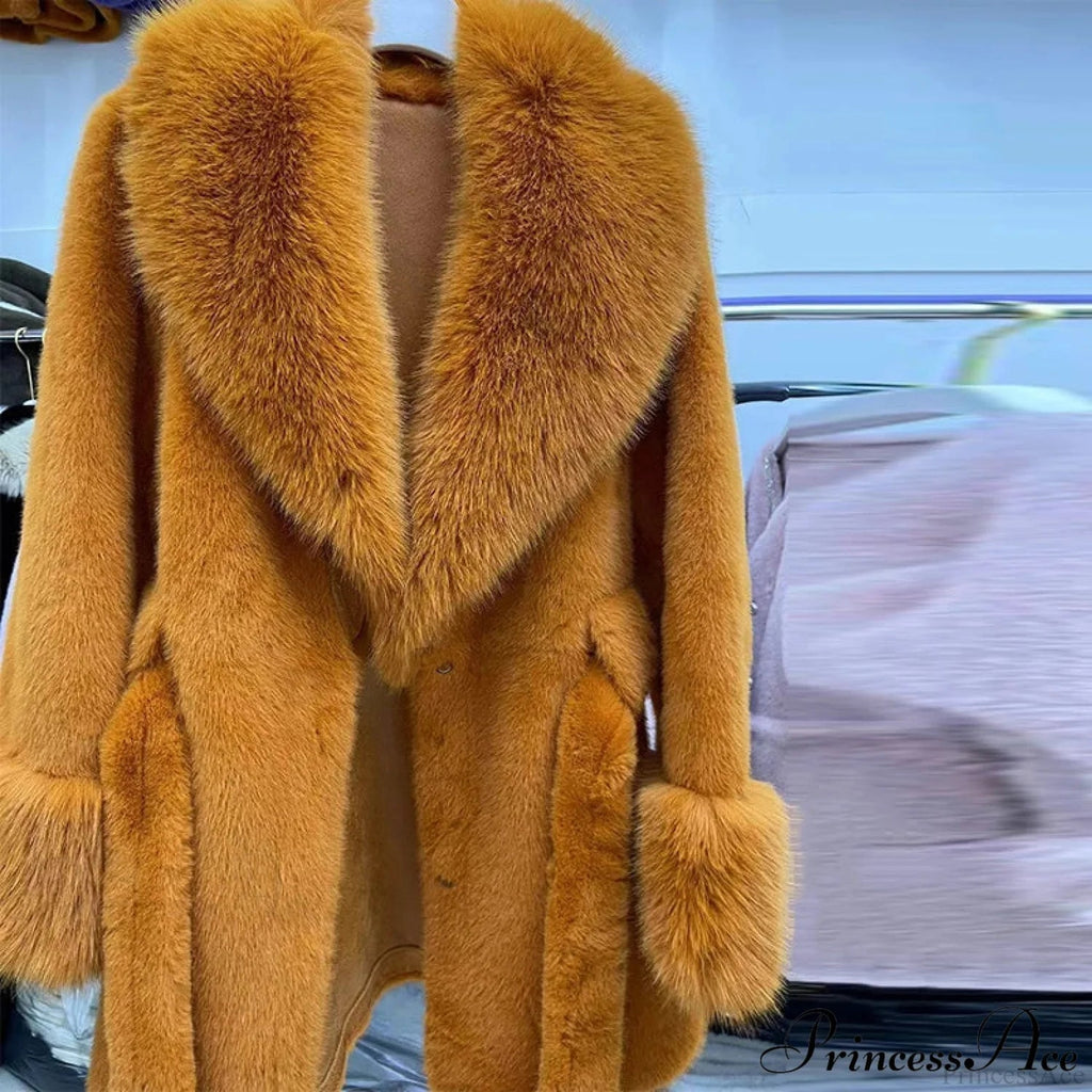 Classic Fox Fur Belted Coat