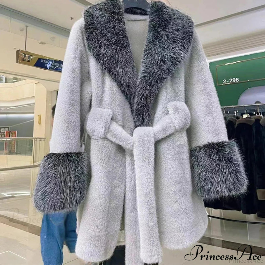 Classic Fox Fur Belted Coat