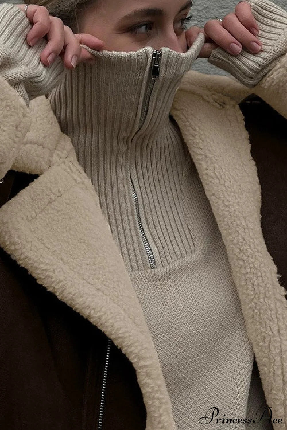 Retro Oversized Suede Sherpa Lined Coat