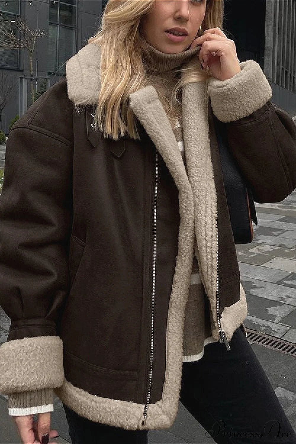 Retro Oversized Suede Sherpa Lined Coat