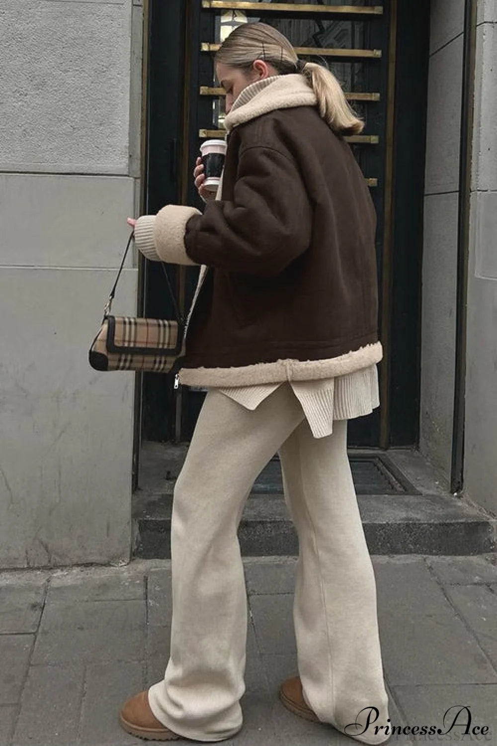 Retro Oversized Suede Sherpa Lined Coat