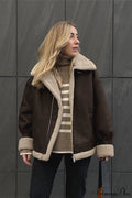 Retro Oversized Suede Sherpa Lined Coat