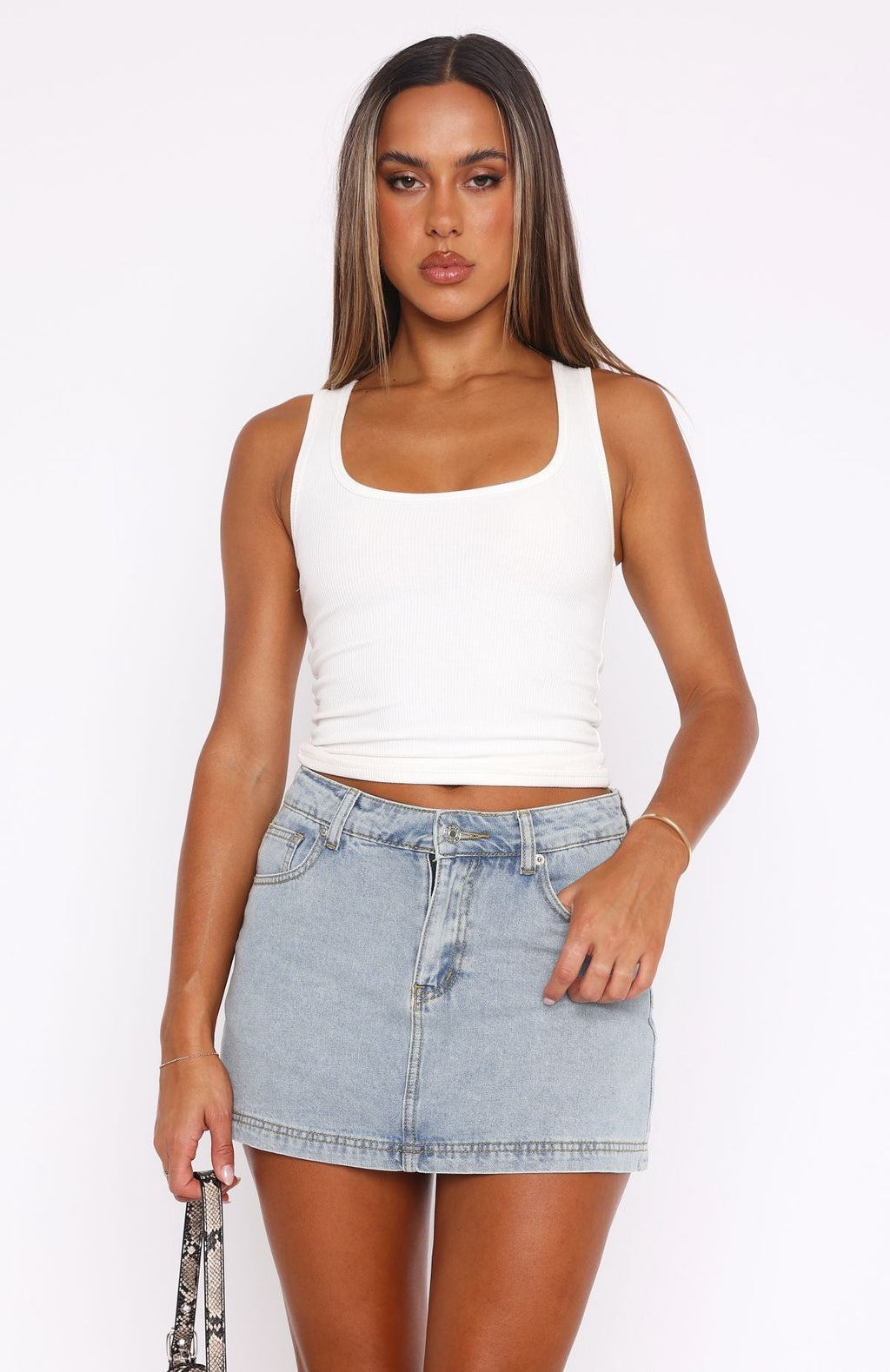 Don’t Leave Me Denim Mini Skirt Light Blue