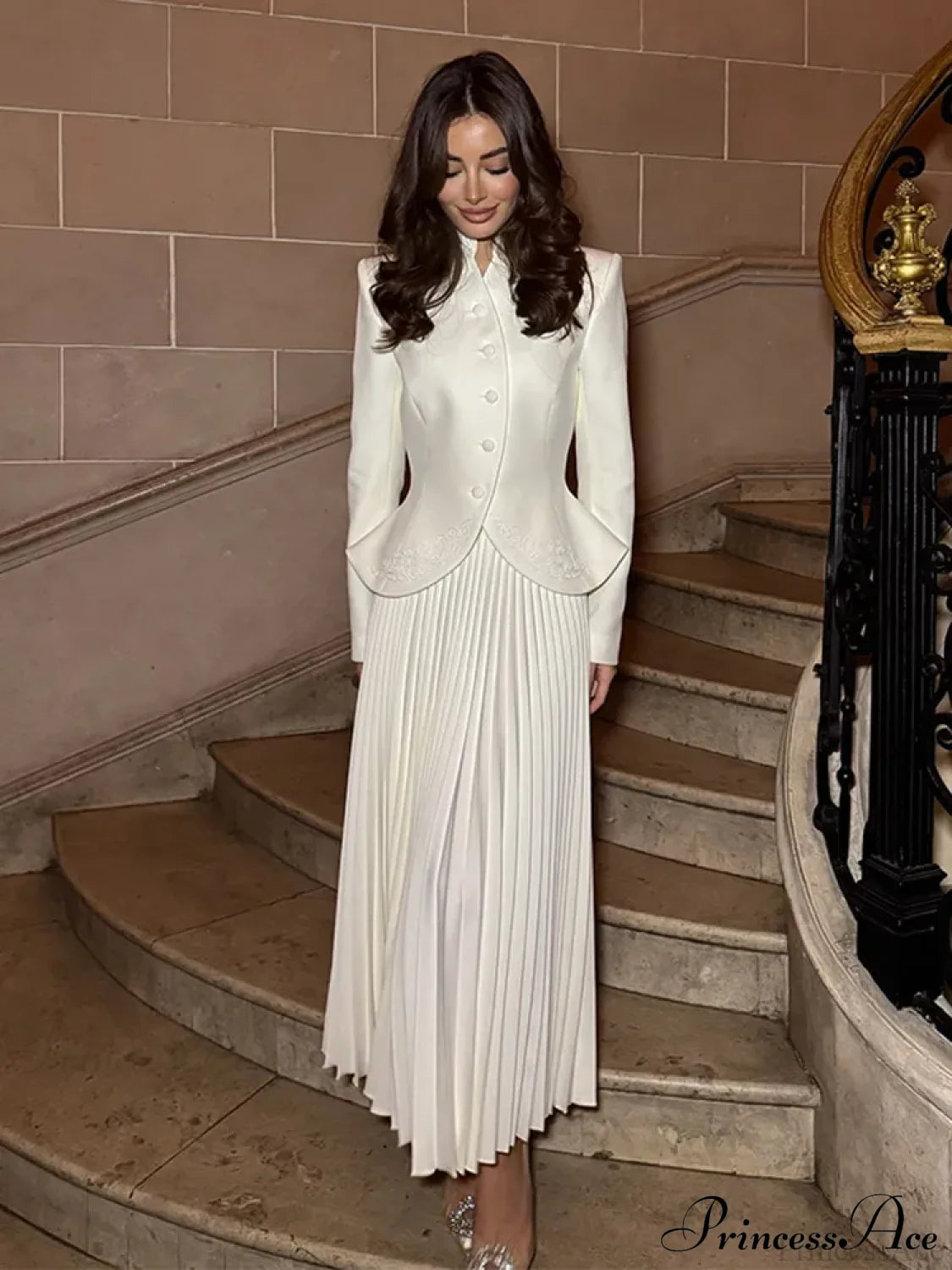 White Embroidered Coat