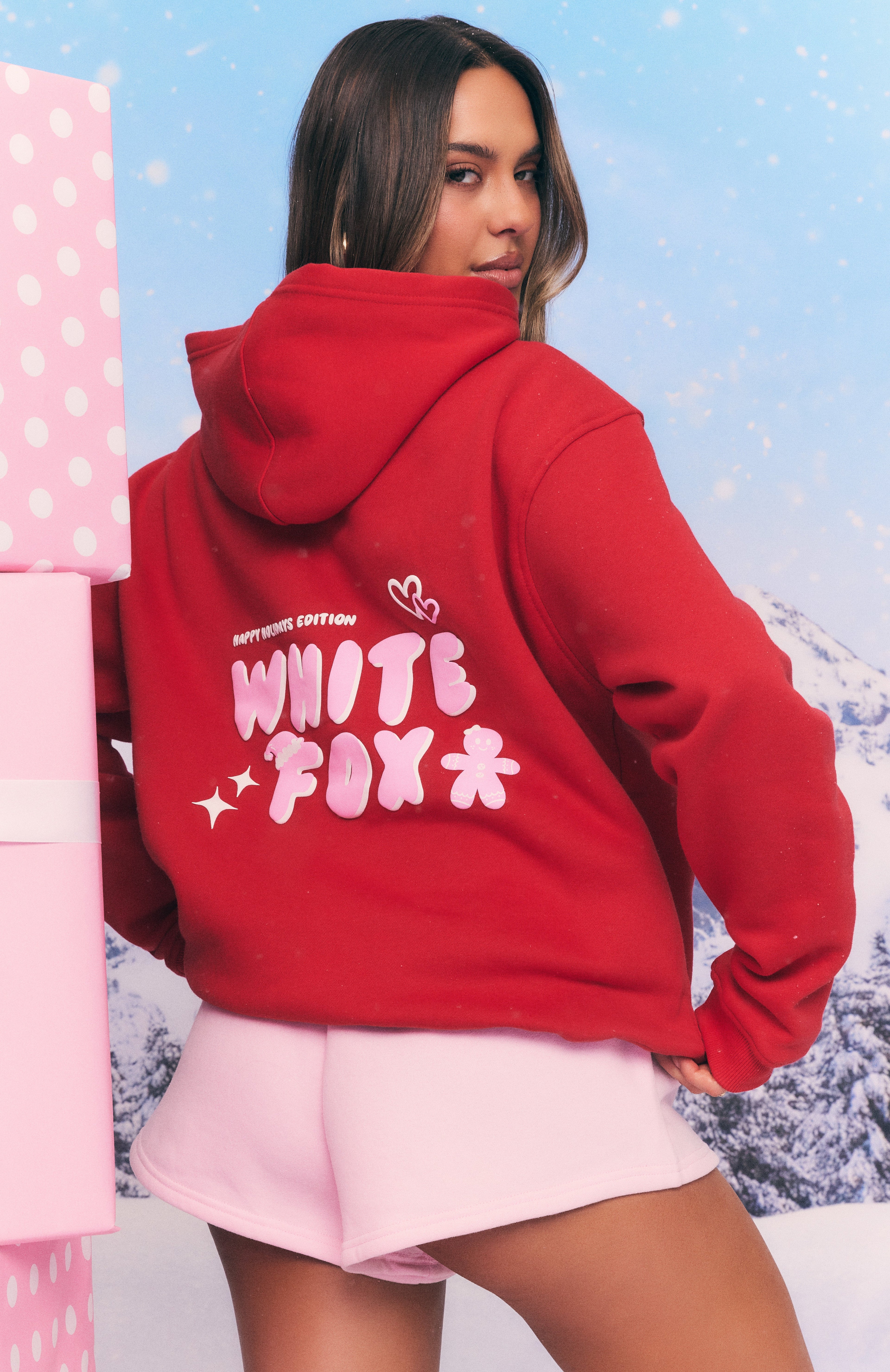 All I Want Christmas Oversized Red Hoodie