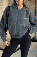 Always First Teddy Borg Boxy Charcoal Hoodie