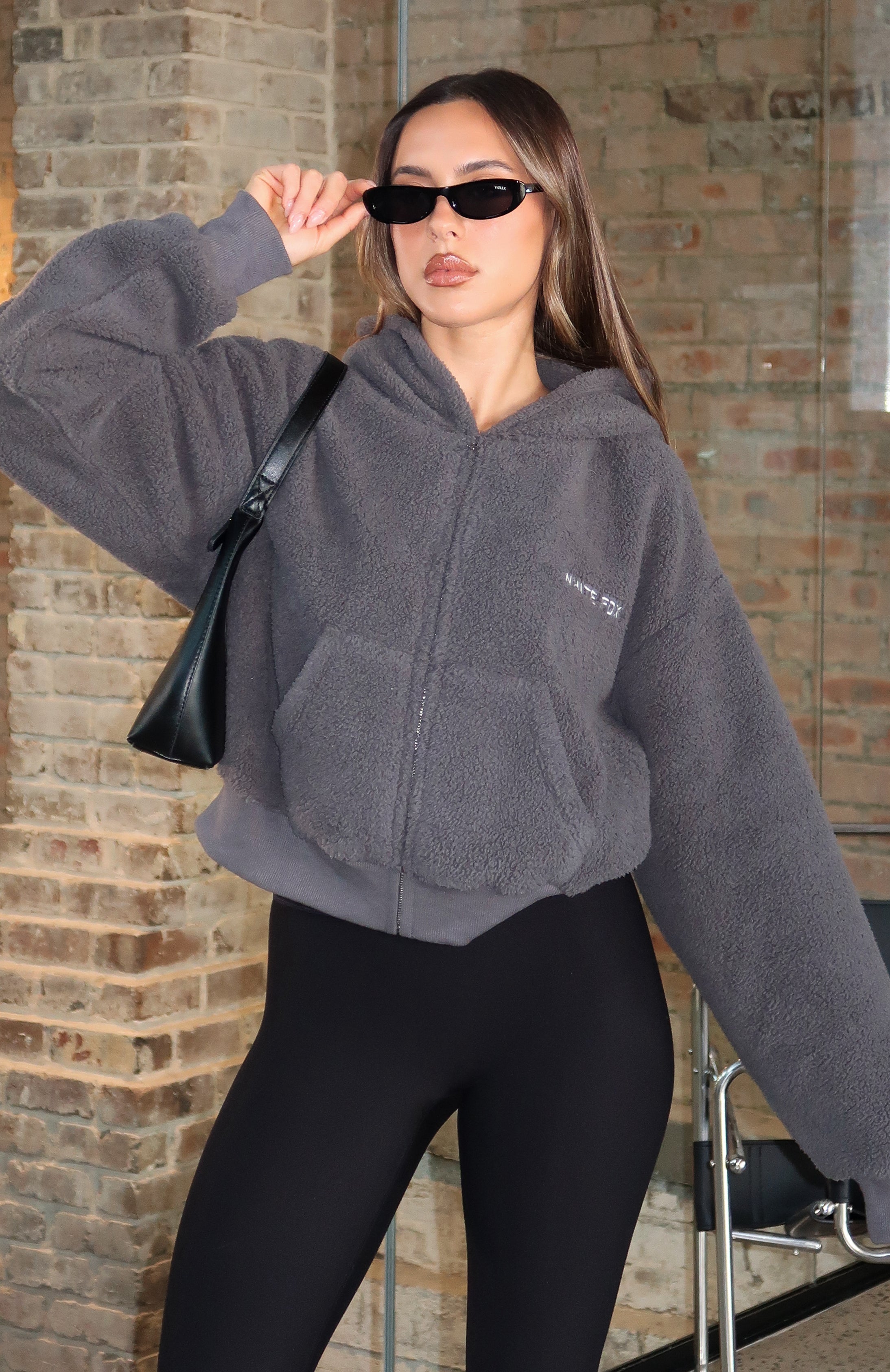Always First Teddy Borg Boxy Charcoal Hoodie