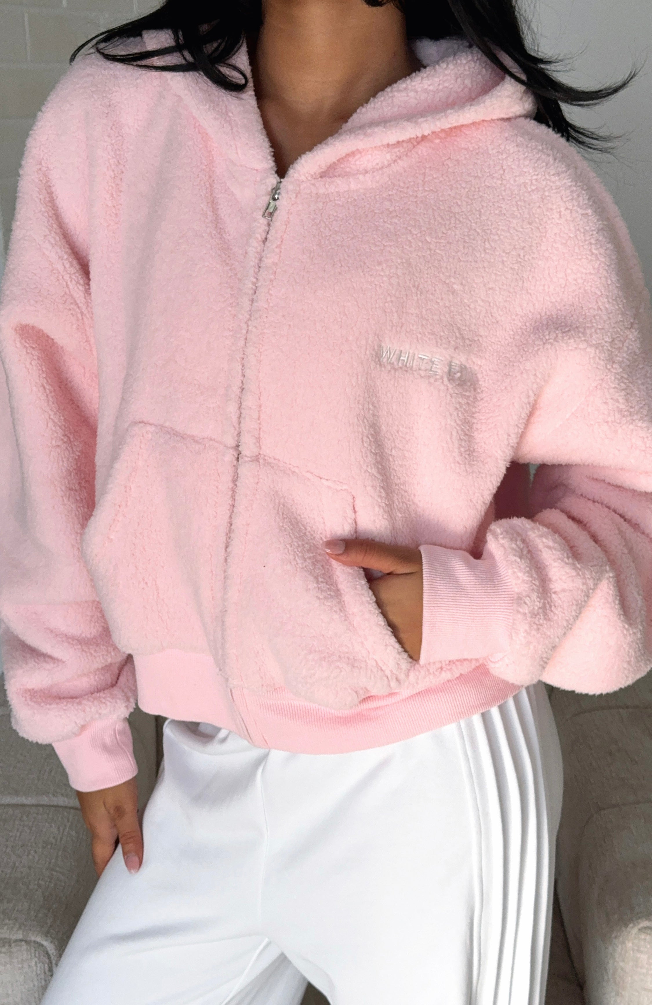 Always First Teddy Borg Boxy Pink Hoodie