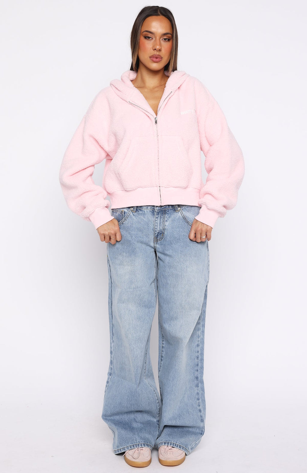 Always First Teddy Borg Boxy Pink Hoodie