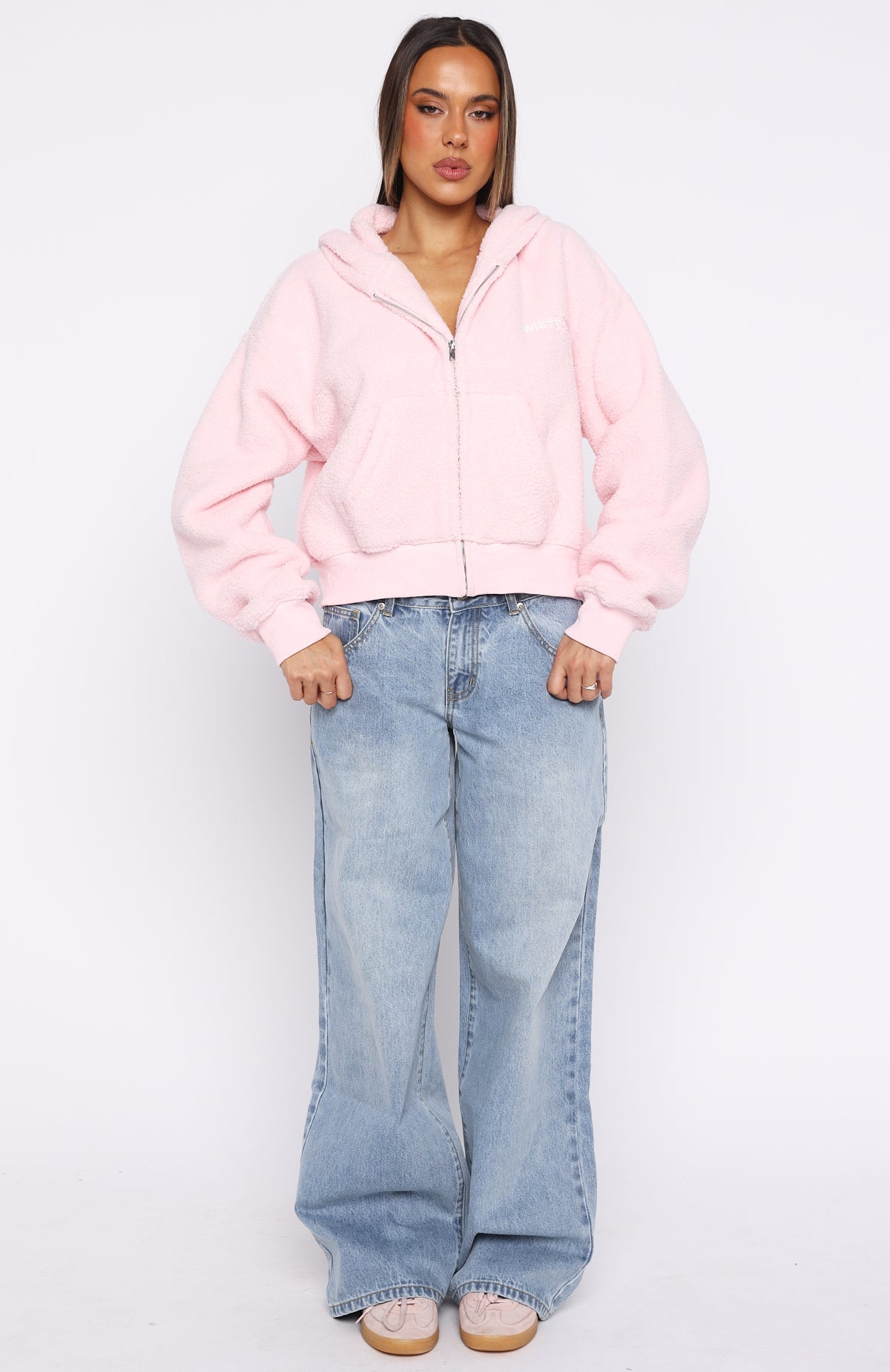 Always First Teddy Borg Boxy Pink Hoodie