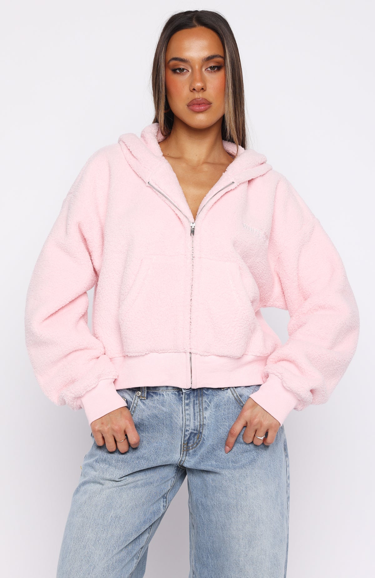 Always First Teddy Borg Boxy Pink Hoodie