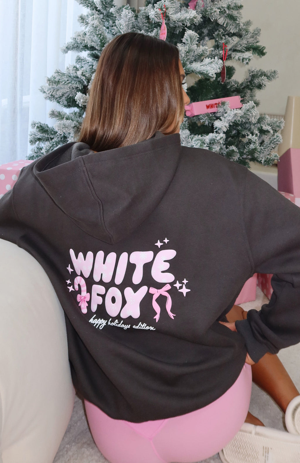 Christmas Feeling Oversized Charcoal Hoodie