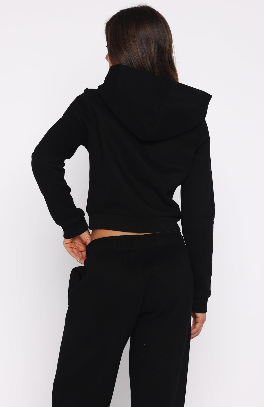Comfy Cute Slim Zip Front Black Hoodie