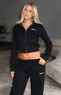 Comfy Cute Slim Zip Front Black Hoodie