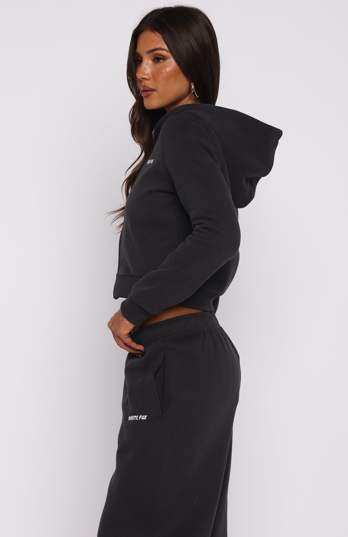 Comfy Cute Slim Zip Front Charcoal Hoodie