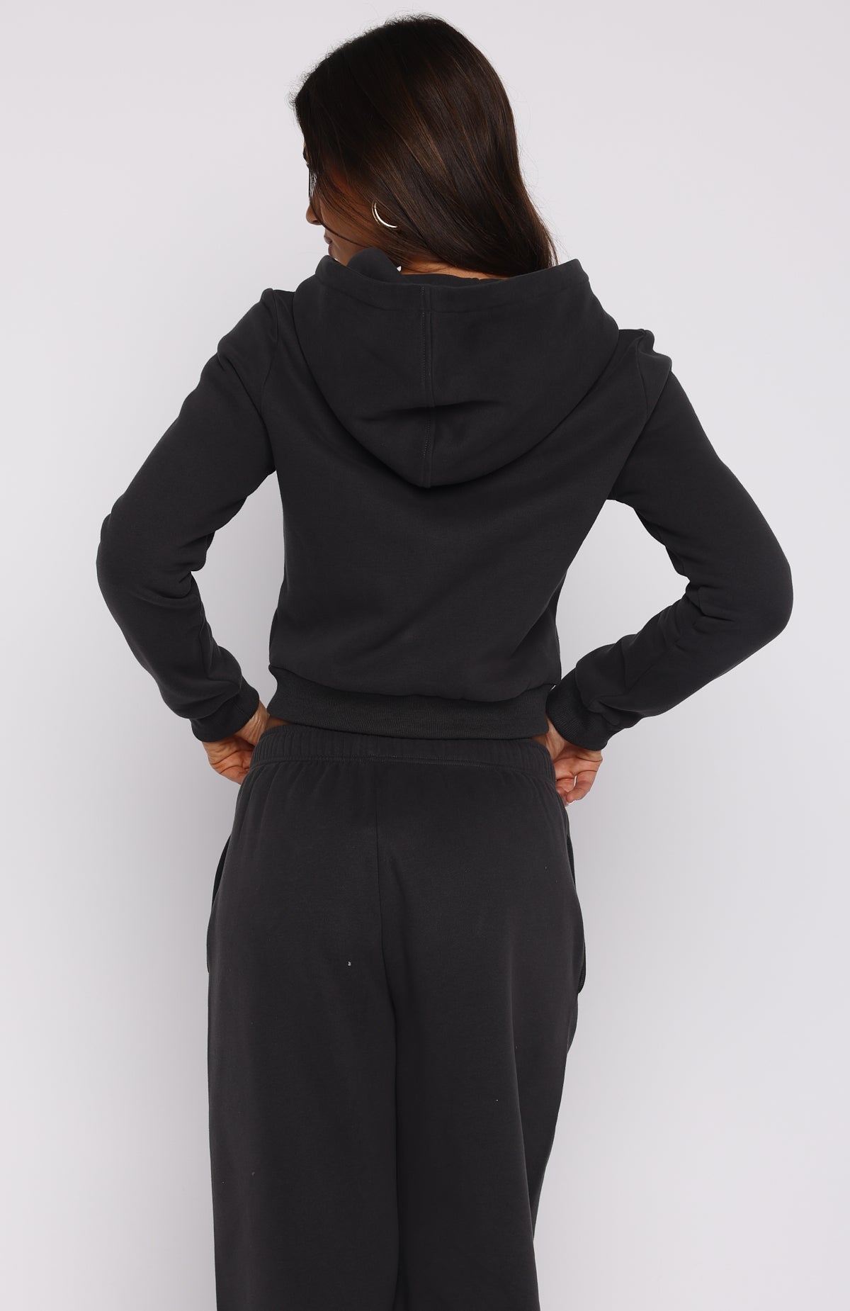 Comfy Cute Slim Zip Front Charcoal Hoodie