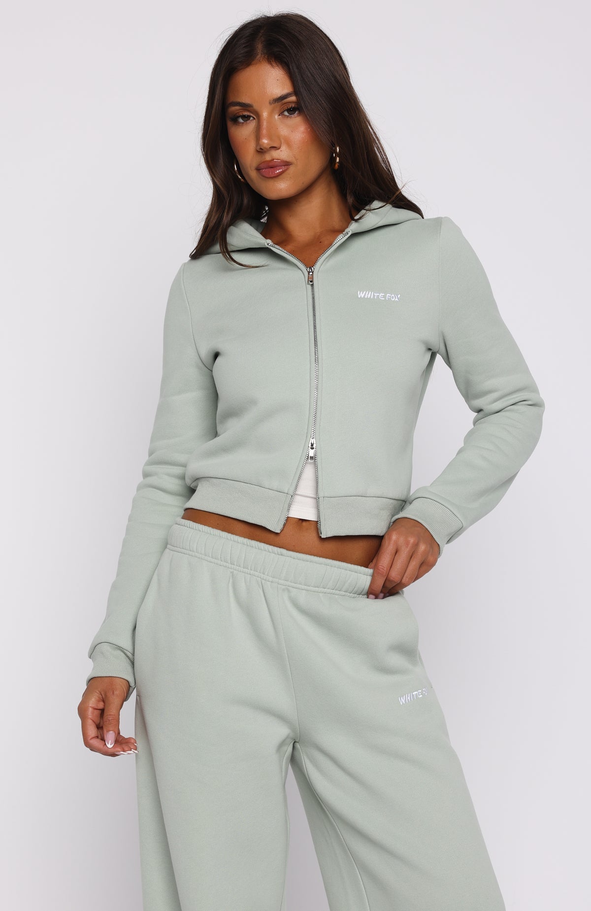 Comfy Cute Slim Zip Front Seafoam Hoodie